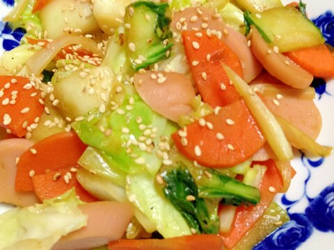 チンゲン菜入り☆五目野菜炒め【あり合わせ献立】